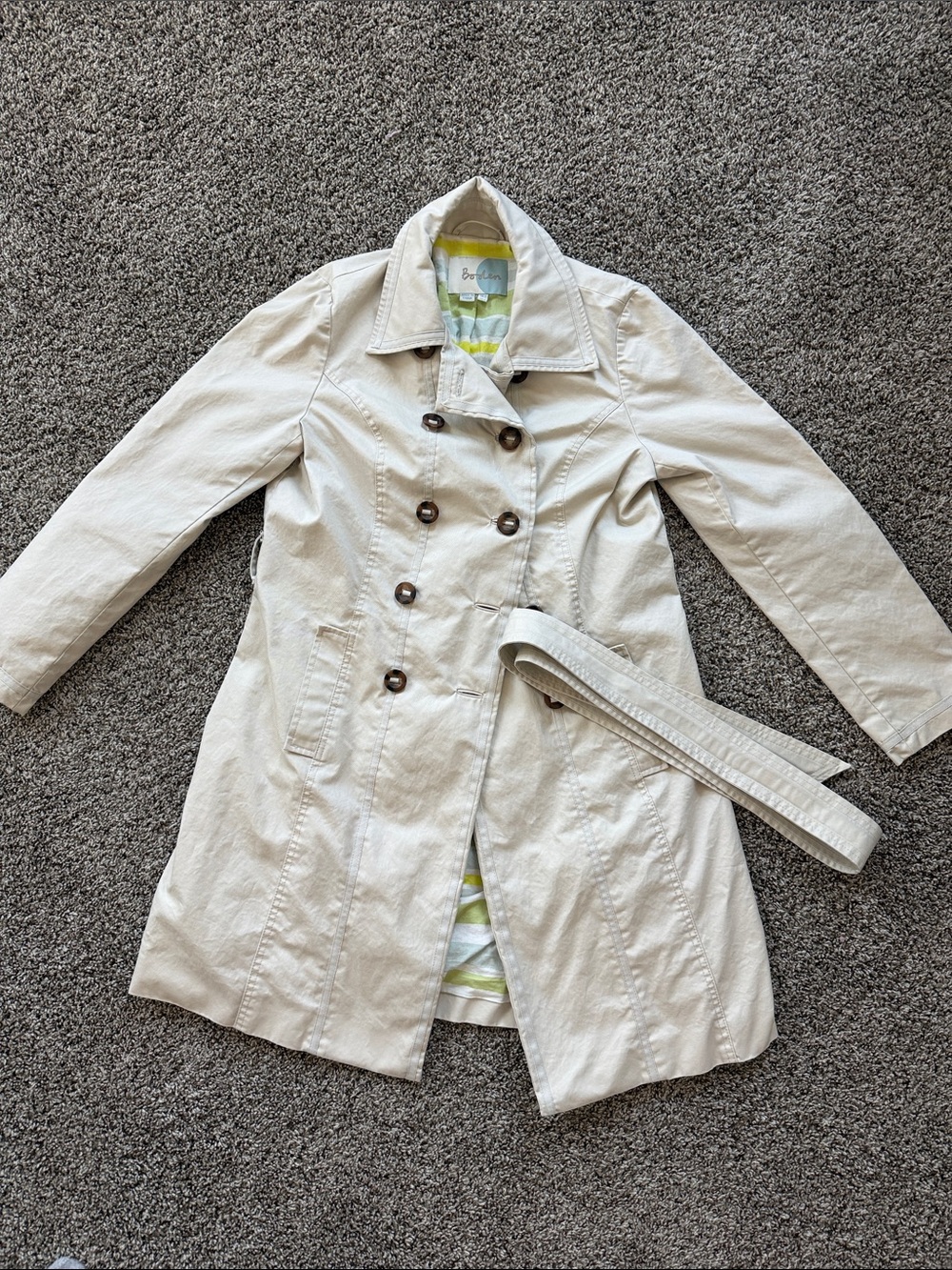 Boden Double-Breasted Trench Coat with Belt